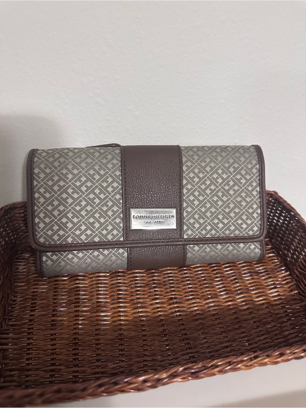 Tommy Hilfiger Beige and Brown Monogram Wallet
